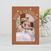 Love & Gratitude Minimal Wedding Photo Terracotta サンキューカード (スタンド正面)