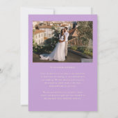 Love & Gratitude Minimal Wedding Photo Wisteria サンキューカード (裏面)