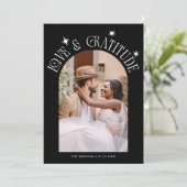 Love & Gratitude Minimalist Wedding Photo Black サンキューカード (スタンド正面)