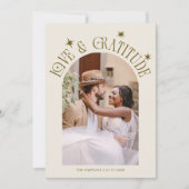 Love & Gratitude Minimalist Wedding Photo Cream サンキューカード (正面)