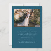 Love & Gratitude Minimalist Wedding Photo Teal サンキューカード (裏面)