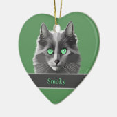 Love Gray Cats - Beautiful Nebelung – あなたのテキスト セラミックオーナメント (左)