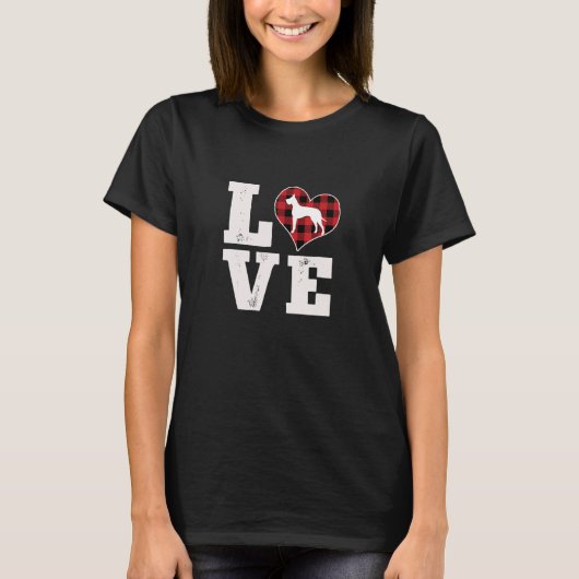 Love Great Dane Dog Lover Gifts Buffalo Plaid Vale Tシャツ (正面)