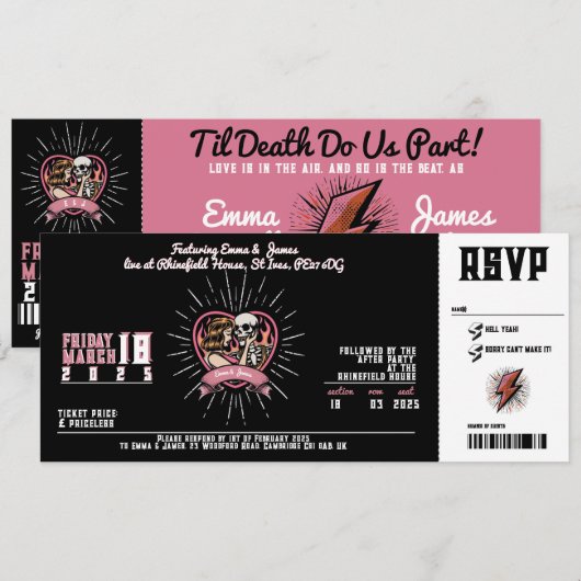 Love Groove Rock and Roll Wedding Invitation 招待状 (正面/裏面)