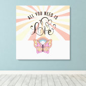 Love Groovy Butterfly 24"x24" キャンバスプリント (インサイチュ (ウッドフロア))