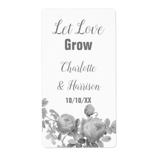 Love Grow Seedパケットの結婚式の引き出物ラベル ラベル (正面)