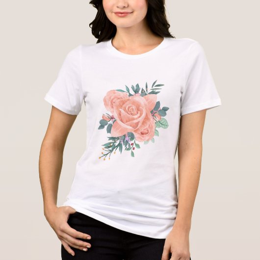 Love Grows – Floral Maternity Pregnancy  トライブレンドＴシャツ (正面)