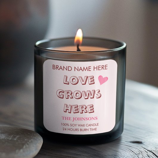 Love Grows Here | バレンタインデーキャンドルラベル スクエアシール