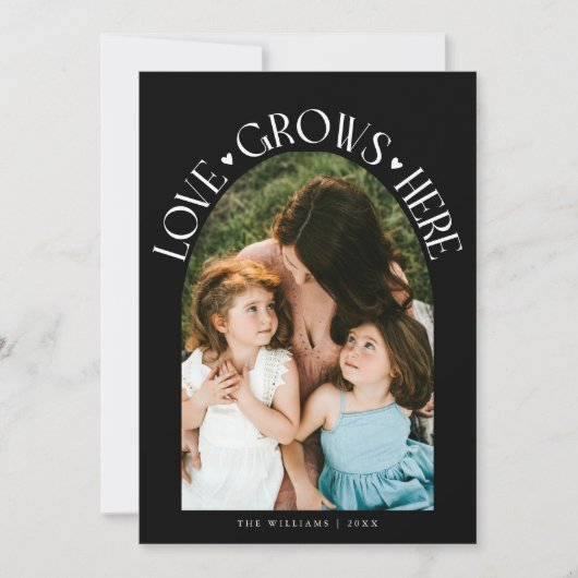 Love Grows Here Black Arch Valentines Day シーズンカード (正面)