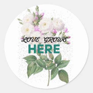 Love Grows here Florl sticker ラウンドシール