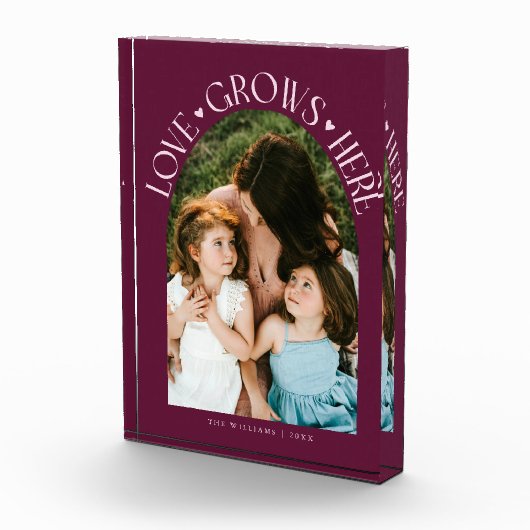 Love Grows Here Modern Arch Cranberry フォトブロック (右)