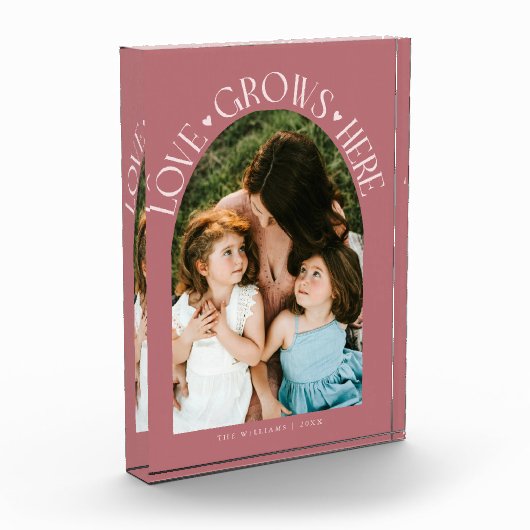 Love Grows Here Modern Arch Pink フォトブロック (左)