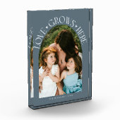 Love Grows Here Modern Arch Slate Blue フォトブロック (左)