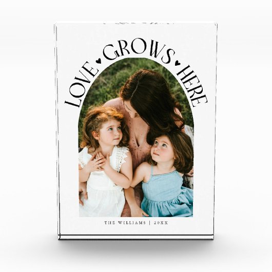 Love Grows Here Modern Arch White フォトブロック (正面)