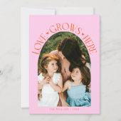 Love Grows Here Orange Pink Arch Valentines Day シーズンカード (正面)