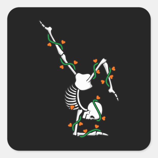 Love Gymnastics Skeleton Gymnast Gymnastic Lover G スクエアシール (正面)