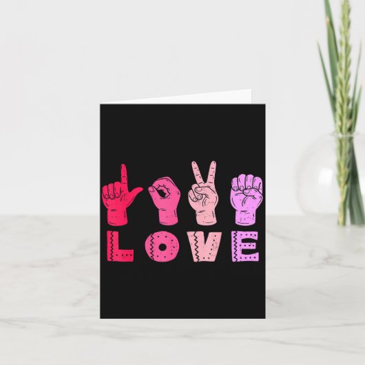 Love Hand Sign Language Asl Valentines Day Men Wom カード (正面)