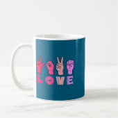 Love Hand Sign Language Asl Valentines Day Men Wom コーヒーマグカップ (左)