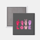 Love Hand Sign Language Asl Valentines Day Men Wom マグネット (正面/裏面)