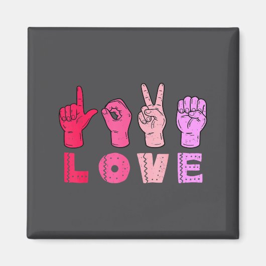 Love Hand Sign Language Asl Valentines Day Men Wom マグネット (正面)