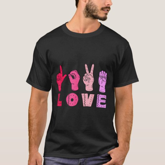 Love Hand Sign Language Asl Valentines Day Men Wom Tシャツ (正面)