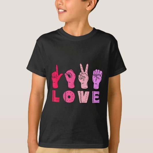 Love Hand Sign Language Asl Valentines Day Men Wom Tシャツ (正面)