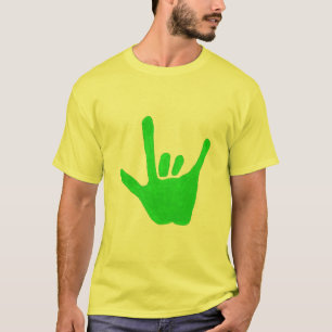 Love hand, sign language in green, on Tee Tシャツ