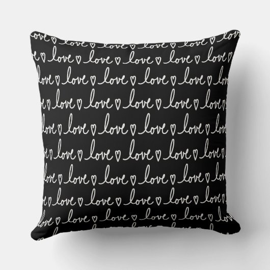 Love Handwritten Valentine's Throw Pillow クッション (裏面)