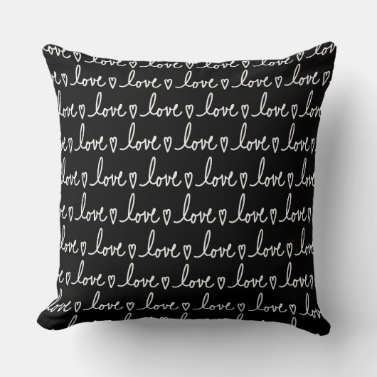 Love Handwritten Valentine's Throw Pillow クッション (正面)