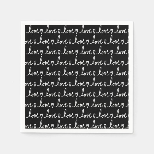 Love Handwritten Words Pattern Paper Napkins スタンダードカクテルナプキン (正面)