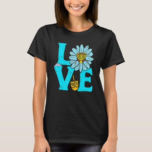 Love Hanukkah Chanukah Jewish Daisy Pajamas Women  Tシャツ (正面)