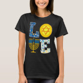 Love Hanukkah   Chanukah Menorah Pajama Matching F Tシャツ (正面)