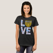Love Hanukkah Menorah Jewish Pajama  For Men Women Tシャツ (正面フル)