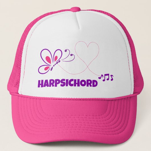 Love Harpsichord Pink Purple Butterfly Heart キャップ (正面)