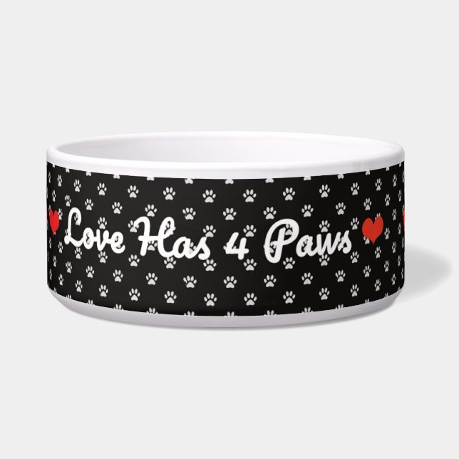 Love Has Four Paws – Heartwarming Pet Quote Design ボウル (正面)