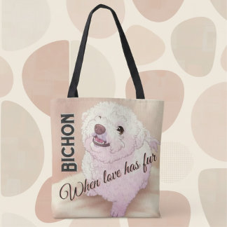 Love has Fur Bichon Tote トートバッグ