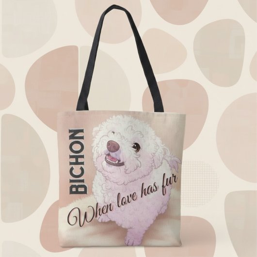 Love has Fur Bichon Tote トートバッグ