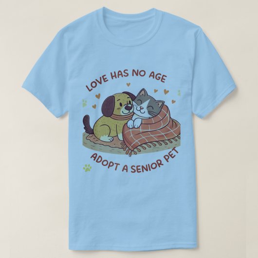 Love Has No Age –Adopt a Senior Pet Cartoon Design Tシャツ (デザイン正面)