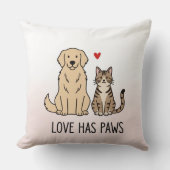 Love Has Paws | おしゃれな犬と猫のイラスト クッション (正面)