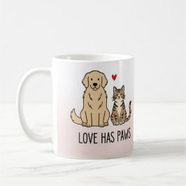 Love Has Paws | おしゃれな犬と猫のイラスト コーヒーマグカップ