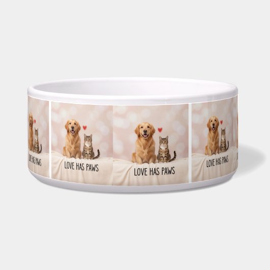 Love Has Paws | Custom Ceramic Pet Bowl with Dog a ボウル (左)