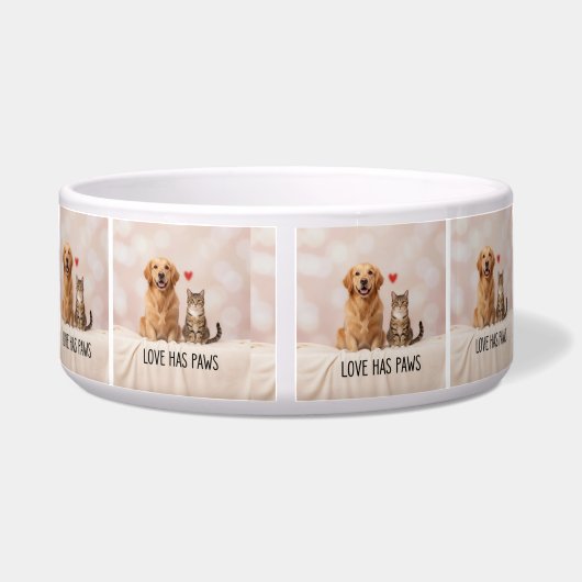 Love Has Paws | Custom Ceramic Pet Bowl with Dog a ボウル (裏面)