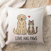 Love Has Paws | Cute Minimalist Dog and Cat Illust クッション (ブランケット)