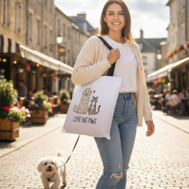 Love Has Paws | Cute Minimalist Dog and Cat Illust トートバッグ