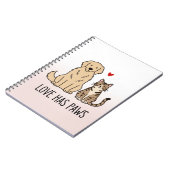 Love Has Paws | Cute Minimalist Dog and Cat Illust ノートブック (左側)