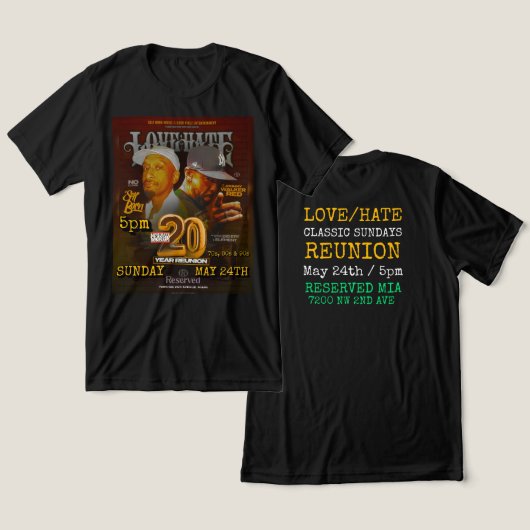 LOVE/HATE CLASSIC SUNDAYS Reunion Tee トライブレンドＴシャツ (デザイン正面&裏面)