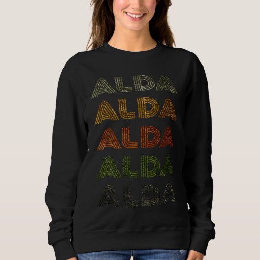 Love Heart Alda GrungeVintage Style Black Alda スウェットシャツ (正面)