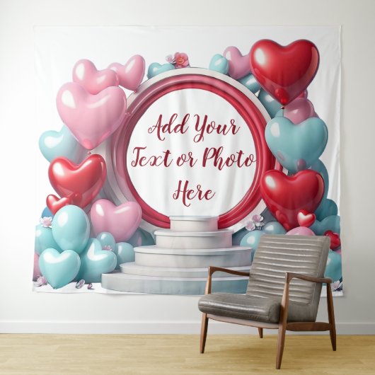 Love Heart Balloon Arch Backdrop タペストリー (インサイチュ(横))