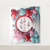 Love Heart Balloon Arch Backdrop タペストリー (正面)