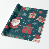 Love Heart Christmas Gnomie Festive Wrapping Paper ラッピングペーパー (アンロールド)